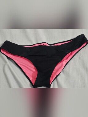 Victoria's Secret PINK Bikini Bottoms Small S Black Pink Mini Cheeky Swimsuit Lo